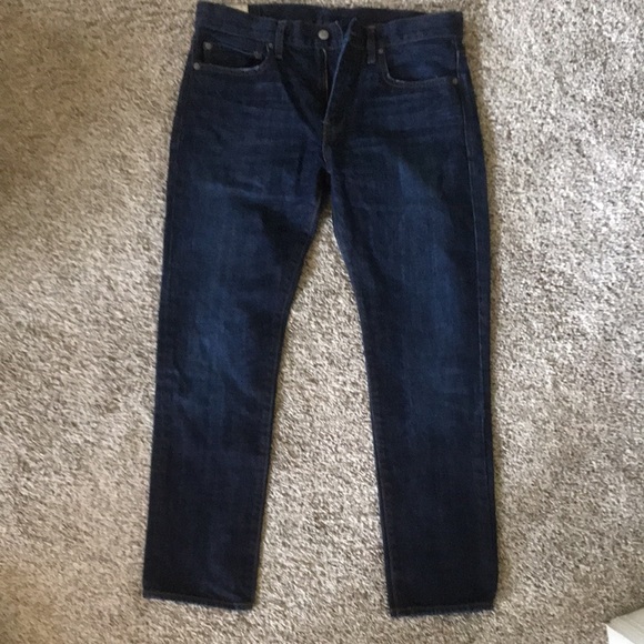 J Crew Men's 32 x  30 Kaihara Denim 484 Dark Wash Slim Straight Blue Jeans - Picture 4 of 5